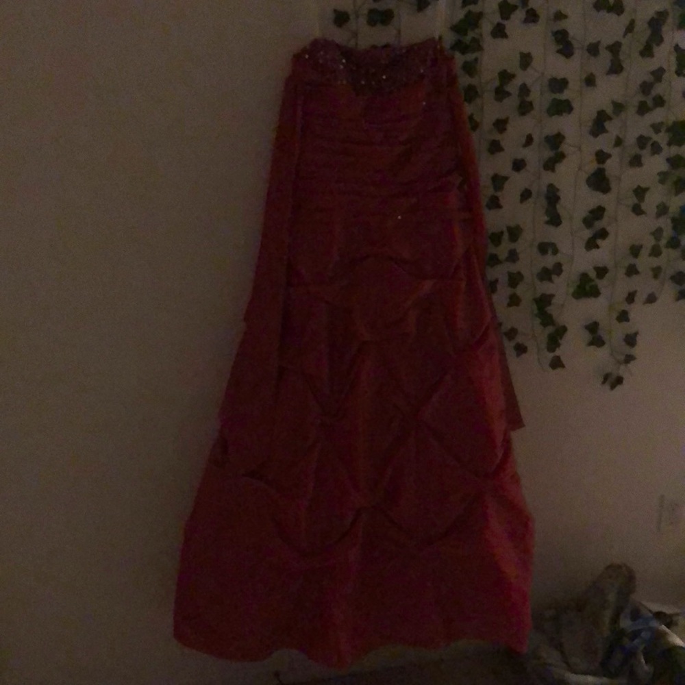 Selling a long pink beaddazzled dress size:12, brand is IGNITE EVENINGS